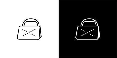 Simple line art handbag icon, displayed on both white and black backgrounds.