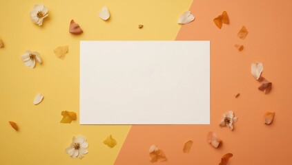 Minimalistic card mockup with cherry branch, flower, craft envelope, blossom, flat lay, top view. wooden fan. greeting card with Chinese New Year