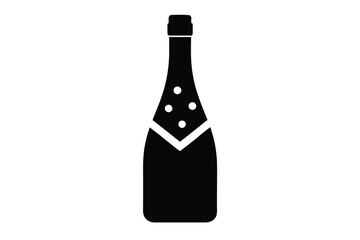 christmas champagne bottle simple silhouette vector icon