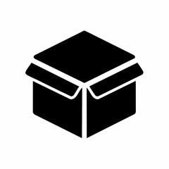 Simple black open box icon for shipping and delivery concepts vector graphic illustration