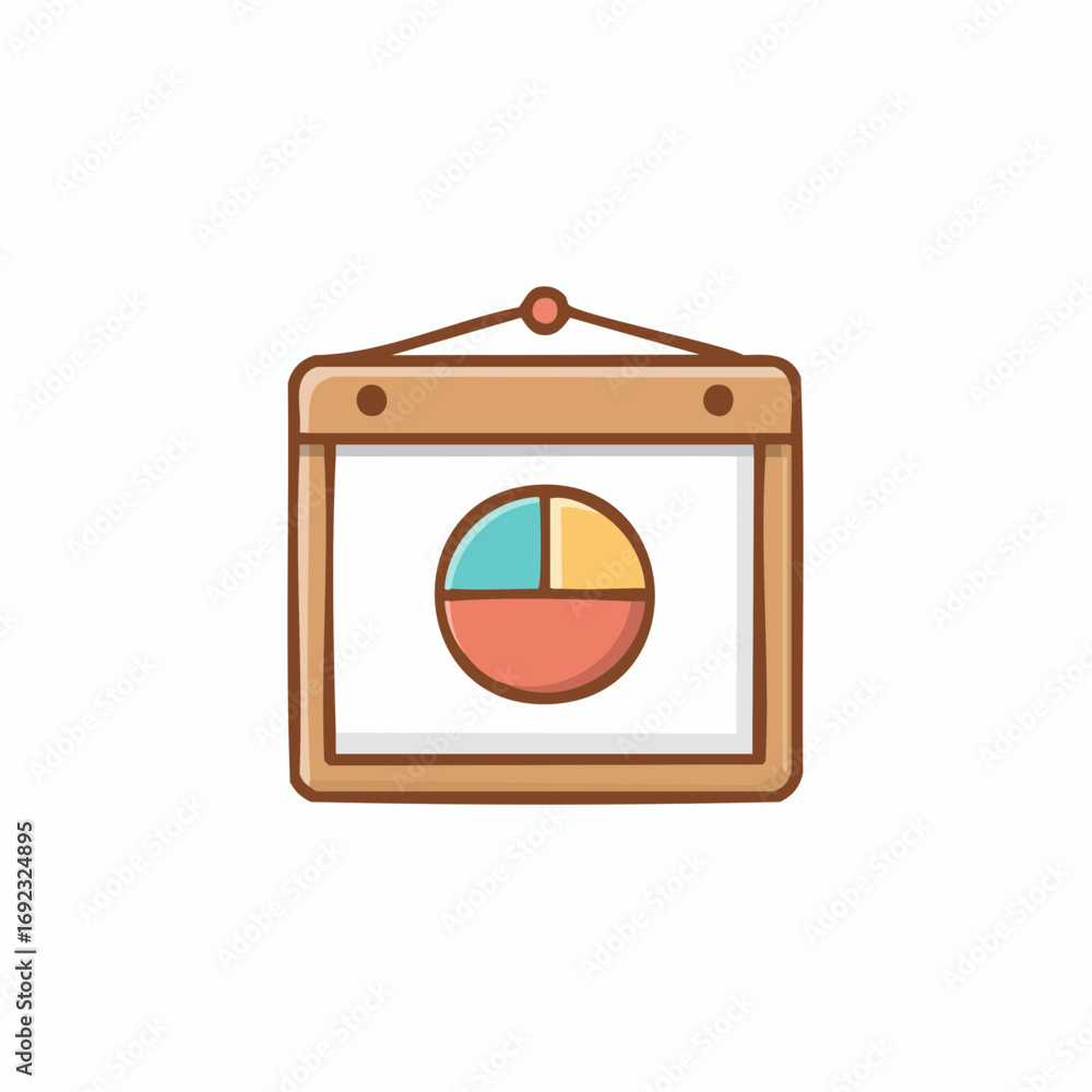 Aufkleber presentation board displaying pie chart for business data analysis and financial report graphics, st