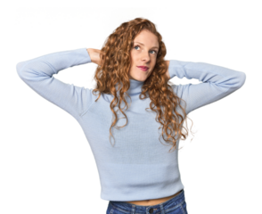 Simple redhead studio portrait screaming with rage.