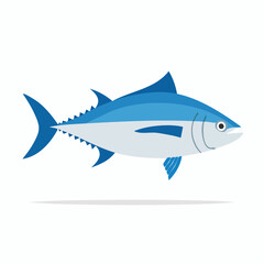 Obraz premium Vibrant Blue Tuna Fish Flat Design Vector Illustration for Seafood and Ocean Themes