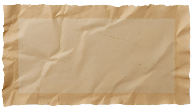 Brown kraft paper tape strip isolated on transparent background. Realistic torn edges and wrinkled paper texture, perfect for collage, scrapbooking, posters, and design mockups. - Powered by Adobe