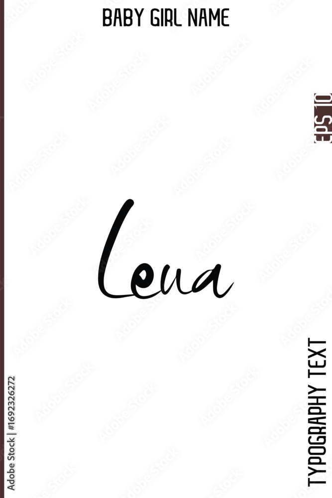 Poster lena -girl name minimal elegant cursive typography vector art