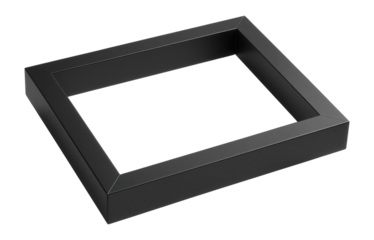 Wide black metal frame with a matte finish and industrial look