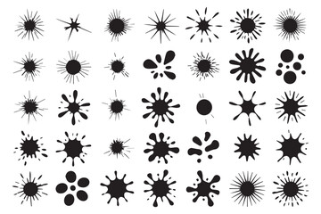 abstract black ink splatter brush stroke vector pack with 35 unique grunge texture elements