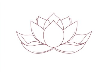 Line art illustration of a lotus flower, symbolizing purity, enlightenment, and spiritual awakening in Eastern cultures