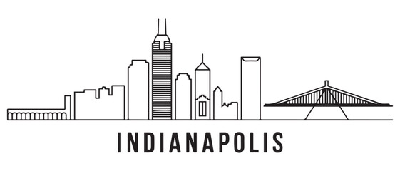 Obraz premium Indianapolis Line Art skyline horizontal banner. Indianapolis, Indiana. Vector template for your design. with white background