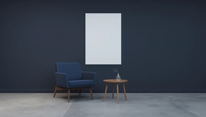 Modern blue interior with copyspace