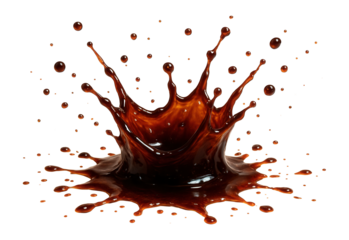 Espresso splash with visible coffee droplets and splatters