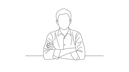 Outline drawing of man with arms crossed vector illustration business professional confident pose design 100 on transparent background
