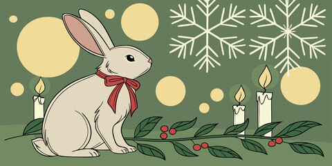 Christmas Rabbit with Bell Bow