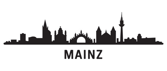 Obraz premium Mainz Line Art skyline silhouette. Black Mainz city design. with white background