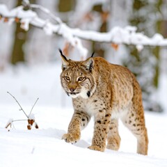 Fototapeta premium Lynx in snowy forest (2)