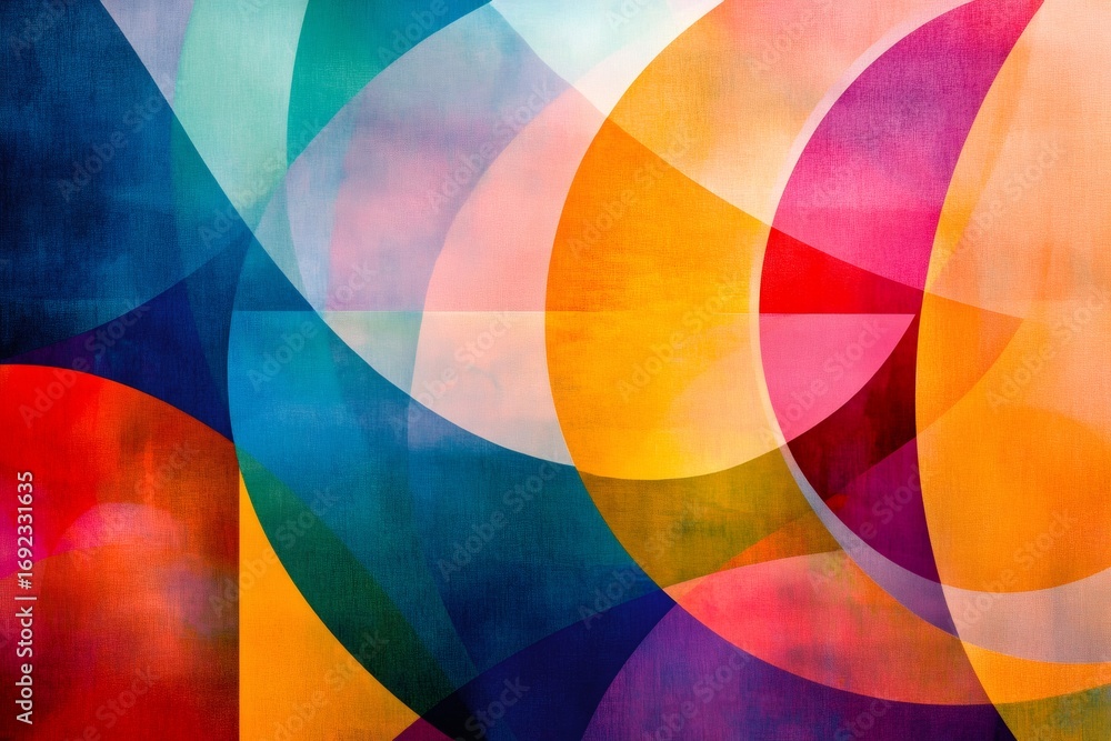 Aufkleber colorful geometric shapes overlap creating a modern and vibrant abstract background, ideal for desig