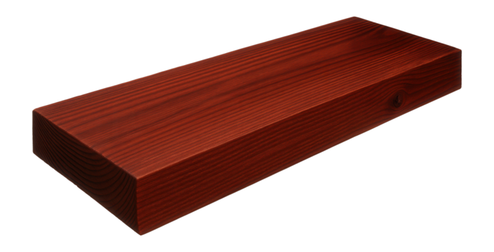 Redwood plank with deep red color and straight grain