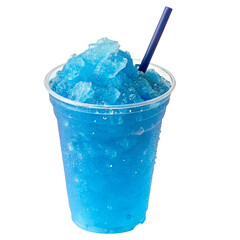 Refreshing blue slushie with straw in plastic cup perfect for summer cool icy drink enjoyment