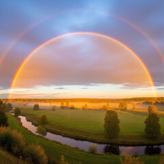 Naklejka premium view of rainbow rays