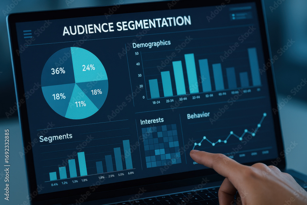 Aufkleber audience segmentation dashboard with charts and graphs showing demographics and behavior