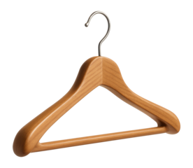 Wooden coat hanger with curved design and smooth surface