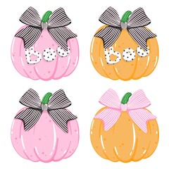 A Coquette Halloween: A Sweet Collection of Pink and Orange Pumpkins with Whimsical Bows