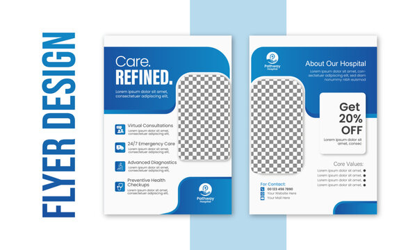 Modern Hospital and Healthcare Flyer Template &ndash; Medical Poster, Clinic Brochure, Doctor Consultation, Health Awareness and Professional Design for Marketing and Promotion
