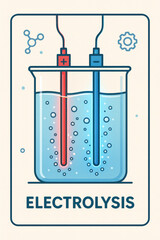 Electrolysis process with electrodes in liquid producing bubbles and chemical reaction