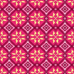 Vibrant geometric pattern with floral accents for eye-catching textile and background designs