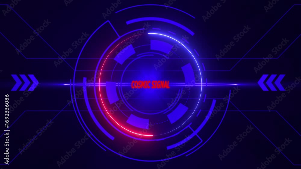 Poster cosmic signal digital h u d interface futuristic sci fi technology abstract background neon glow dat