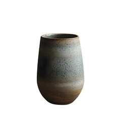 Isolated traditional brown ceramic vase on a white background.