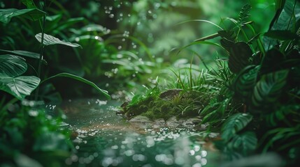 Fototapeta premium Tranquil stream through lush greenery