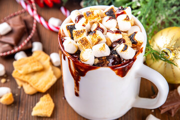Mug with S`mores hot chocolate or latte