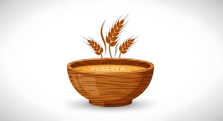 Fototapeta premium Warm bowl of porridge with wheat stalks evokes cozy mornings and wholesome nourishment for a healthy start.