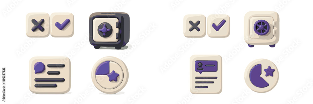 Poster a set of modern user interface icons for digital applications, including symbols for security, data 