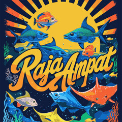 vector image of underwater life in Raja Ampat