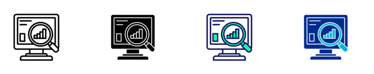 Data Research  Icon Set Multiple Style Collection