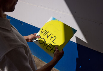 Mockup Of Man Holding Customizable Vinyl Record Cover