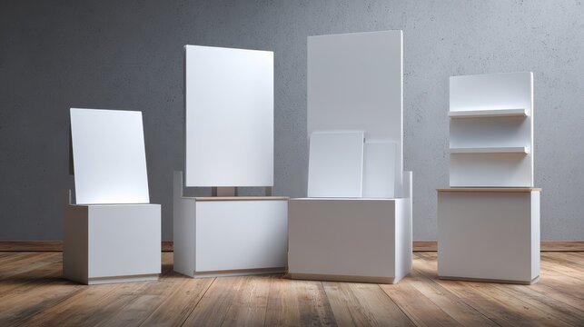 Cardboard Floor Display. POS Stand Mock-Up for Advertisement in 3D Rendering