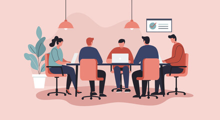 Diverse business team collaborating in a modern office meeting room, discussing strategy and projects. Ideal for corporate, teamwork, and innovation concepts.