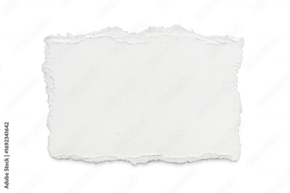 Aufkleber rectangular sheet of torn white paper with jagged edges on a transparent background, creating a simp