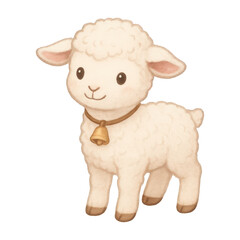 Obraz premium PNG Cute fluffy lamb illustration.