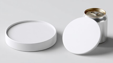 Circular Mat Mockup. Blank White Beer Coasters Mockup Set for Beverage Packaging Design