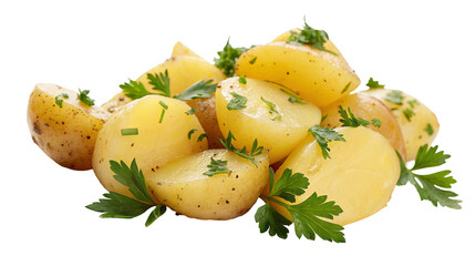 Freshly boiled potatoes with herbs for delicious healthy vegetarian meals and garnishing ideas