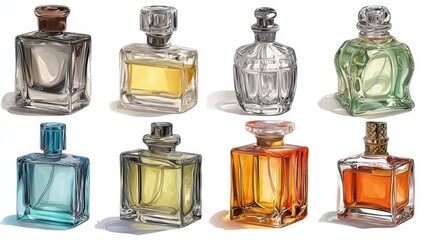 Cologne Bottles. Eau de Cologne Fragrance with Aromatic Scent in Stylish Bottles