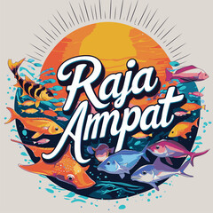 vector image of underwater life in Raja Ampat