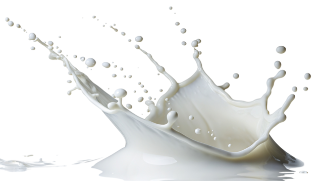 Dynamic milk splash captured perfectly in a high speed action freeze photography with crisp details
