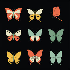 Butterflies Alighting on Blooming Floral Branches