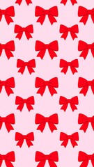 Red bows on pastel pink background