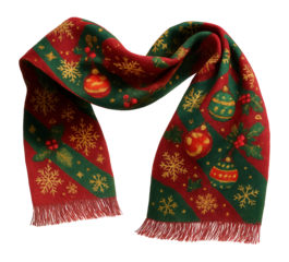 Scarf with a cheerful holiday scene
